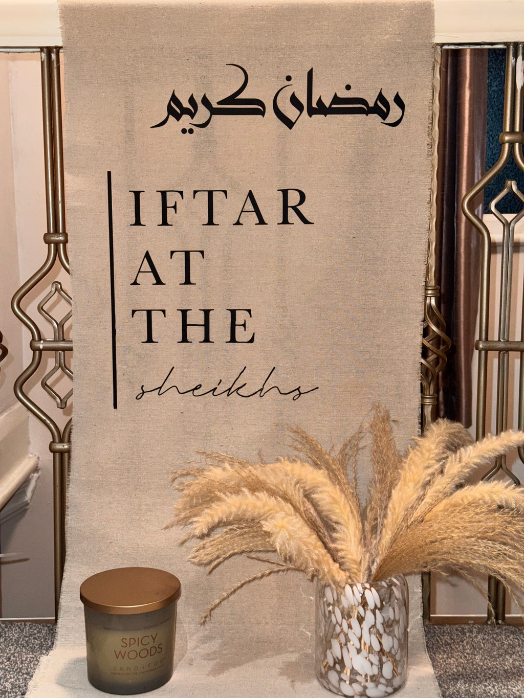 Linen Hanging Sign - Iftar at the...